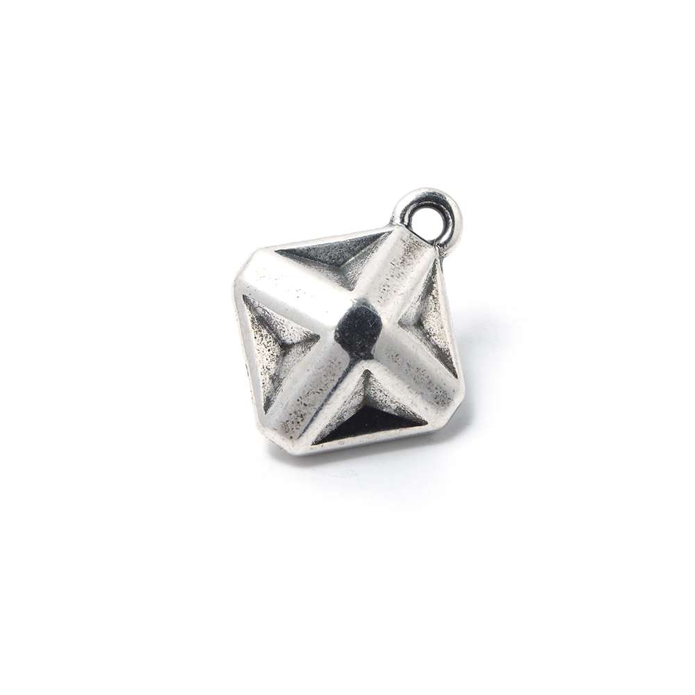Abalorio Colgante Estrella Origami, con agujero para anilla de 2 mm. Bañado en plata de ley oxidada.
